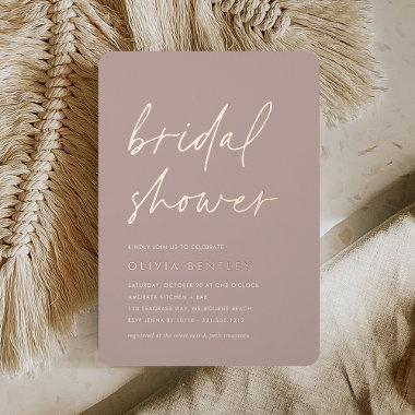 Rose Taupe | Minimalist Script Bridal Shower Foil Invitations