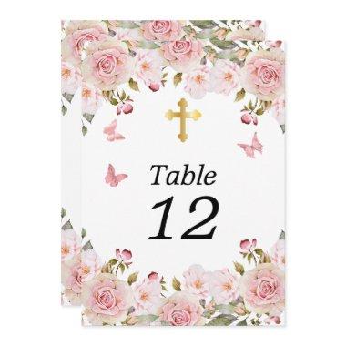 Rose Watercolor Floral Butterflies Cross Table No.