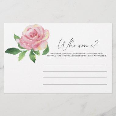 Rose - Who am I bridal shower game Stationery