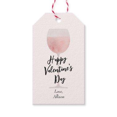 Rosé Wine Glass Happy Valentine's Day Gift Tags