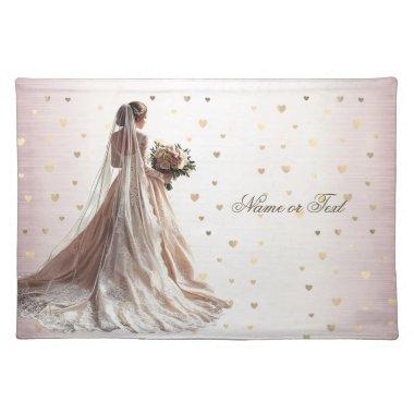 Rose Winter Wedding Bride Golden Shiny Heart Party Cloth Placemat