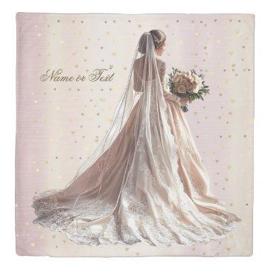 Rose Winter Wedding Bride Golden Shiny Heart Party Duvet Cover