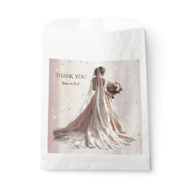 Rose Winter Wedding Bride Golden Shiny Heart Party Favor Bag