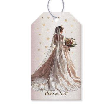 Rose Winter Wedding Bride Golden Shiny Heart Party Gift Tags