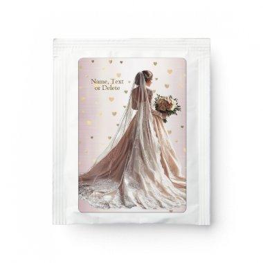 Rose Winter Wedding Bride Golden Shiny Heart Party Tea Bag Drink Mix