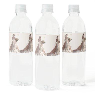 Rose Winter Wedding Bride Golden Shiny Heart Party Water Bottle Label