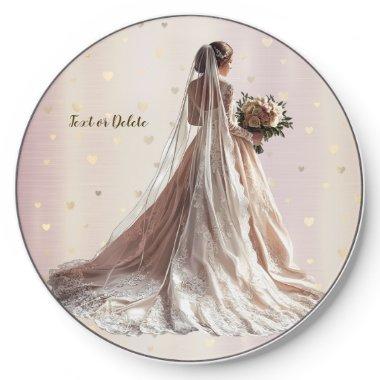 Rose Winter Wedding Bride Golden Shiny Heart Party Wireless Charger