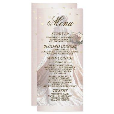 Rose Winter Wedding Bride Golden Shiny Hearts Menu