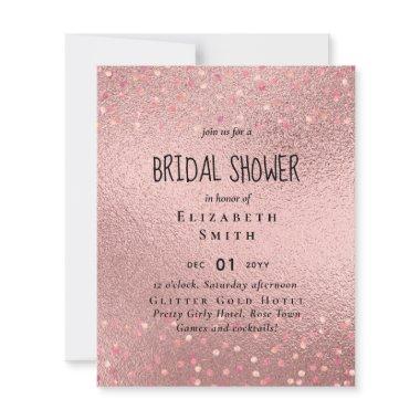 RoseGold Metallic Glitter Floral Foil Look Wedding