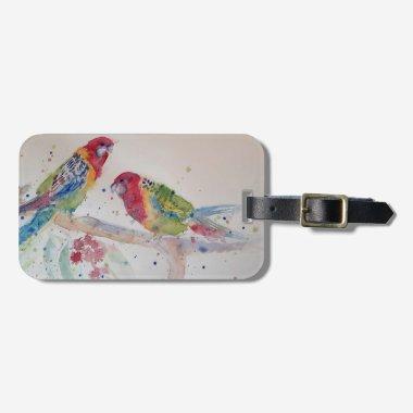 Rosella Parrot bird Watercolour Art Luggage Tag