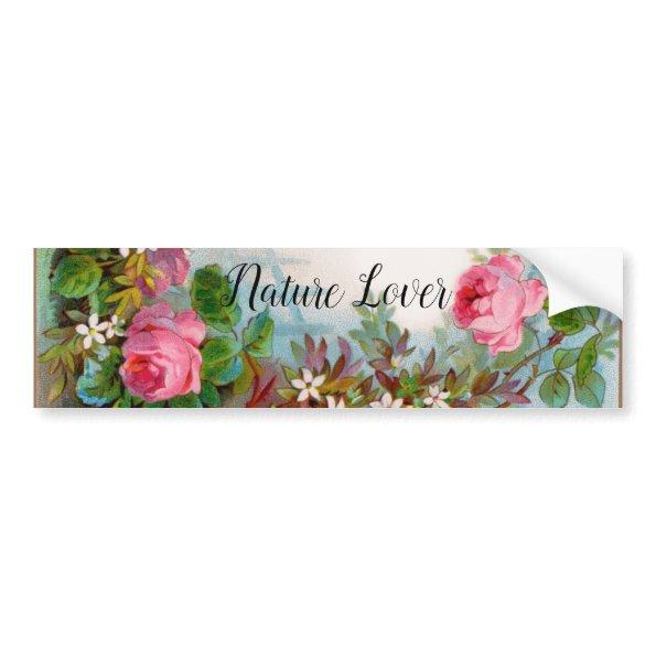 ROSES AND JASMINES, FLORAL BEAUTY NATURE LOVER BUM BUMPER STICKER