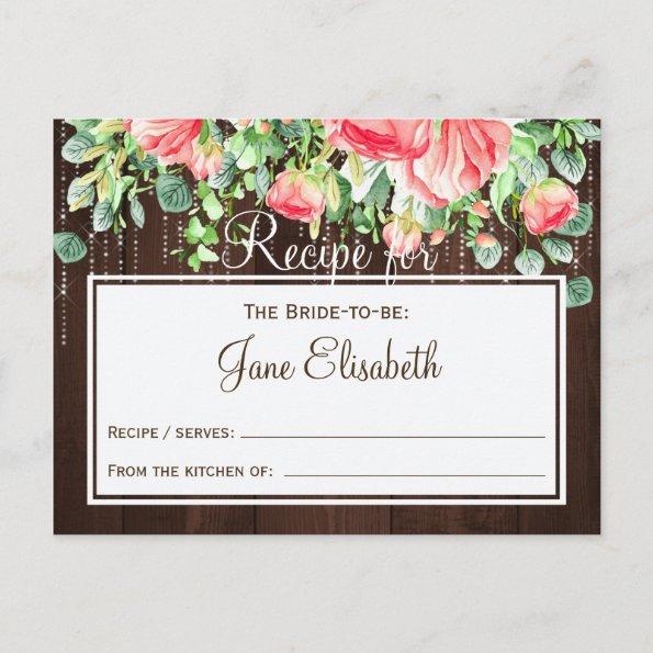 Roses and string lights bride to be recipe Invitations