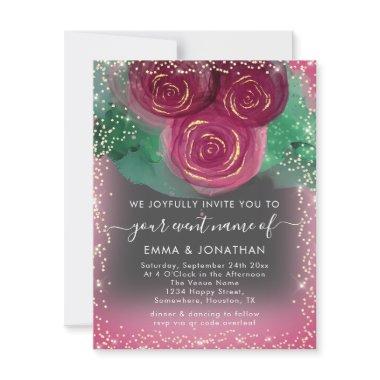 Roses Floral QR Code Burgundy Gold Gray