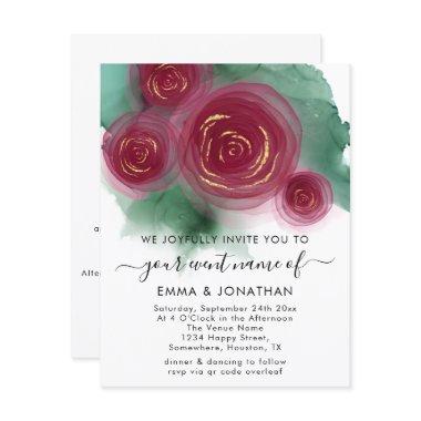 Roses Floral QR Code White Marsala Gold