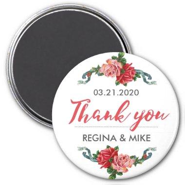 Roses Floral Wreath Spring Wedding Thank You Magnet
