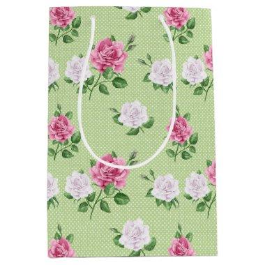Roses In Pink And White Medium Gift Bag