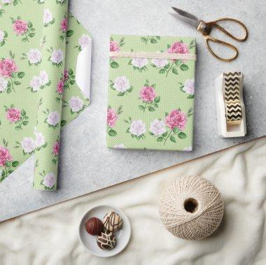 Roses In Pink And White Wrapping Paper