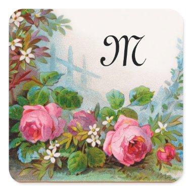 ROSES & JASMINES MONOGRAM SQUARE STICKER