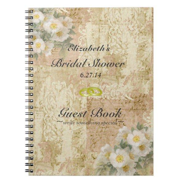 Roses-Vintage Bridal Shower Guest Book- Notebook
