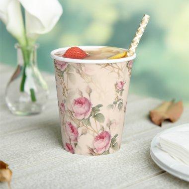 Roses Vintage chic elegant floral seamless pattern Paper Cups