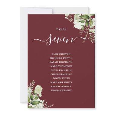 Rosewood Pink Greenery Seating Plan Table Number