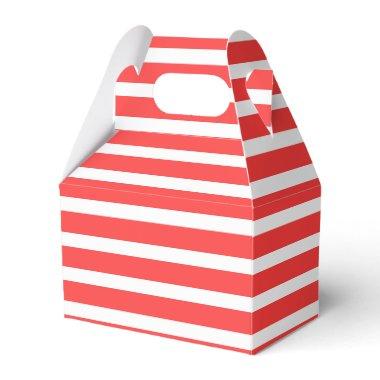 Rosy Red and White Simple Horizontal Striped Favor Boxes