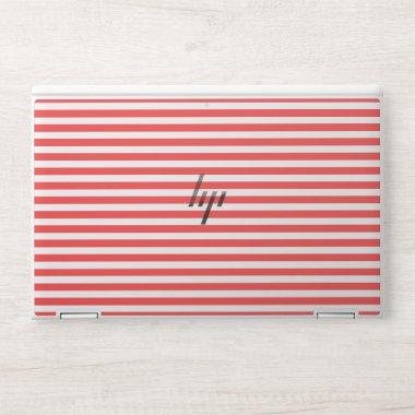 Rosy Red and White Simple Horizontal Striped HP Laptop Skin