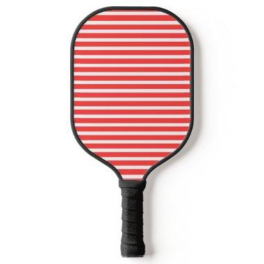 Rosy Red and White Simple Horizontal Striped Pickleball Paddle