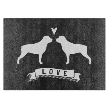 Rottweiler Silhouettes Love Cutting Board