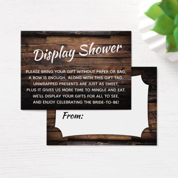 Rough Wood Display Bridal Shower Gift Invitations
