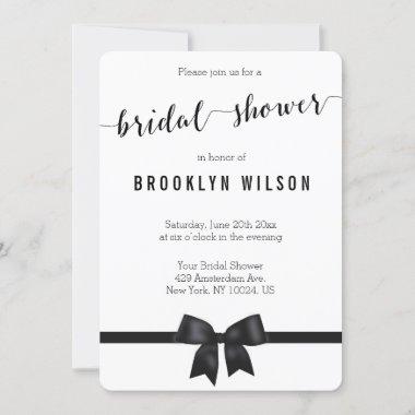 Round Black And White Bridal Shower Invites Bow