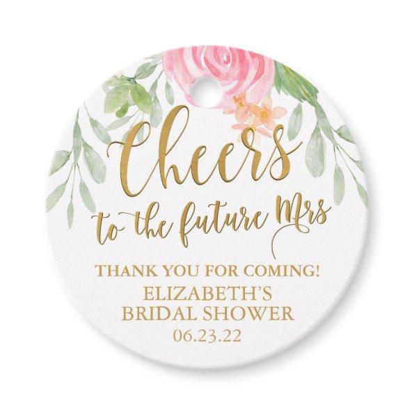 Round Floral  Mini Champagne Favor Ta Favor Tags