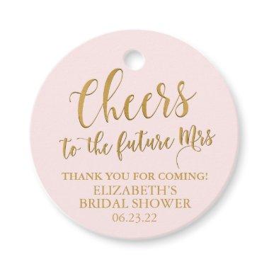 Round Gold and Pink Bridal Shower Mini Champagne Favor Tags