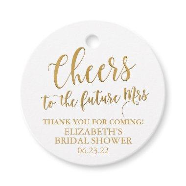 Round Gold and White Bridal Shower Mini Champagne Favor Tags