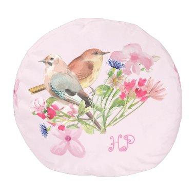 Round pouf watercolors. Wedding party gift.