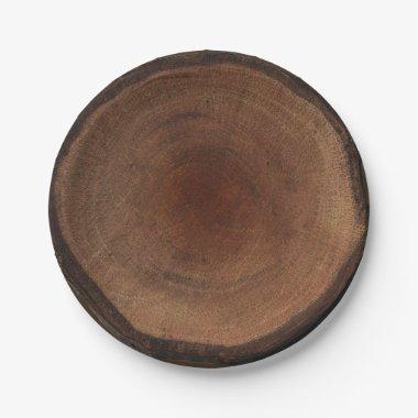 Round Wood Tree Trunk Bark Rustic Nature Natural Paper Plates