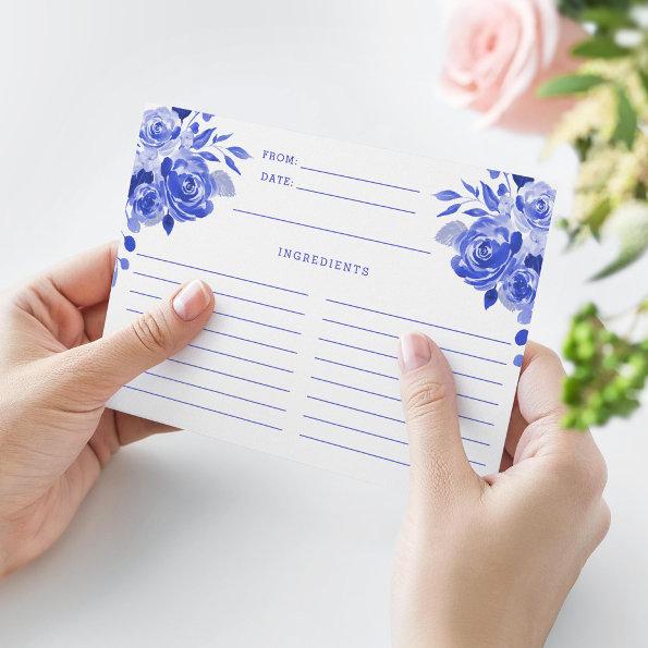 Royal Blue and White Watercolor Floral Recipe