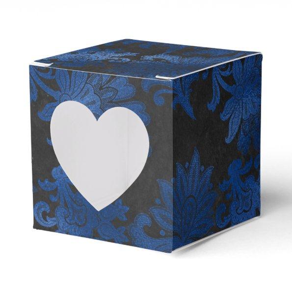 Royal Blue, Black and Silver Damask Favor Box