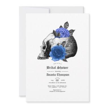 Royal Blue Floral Gothic Bridal Shower Invitations