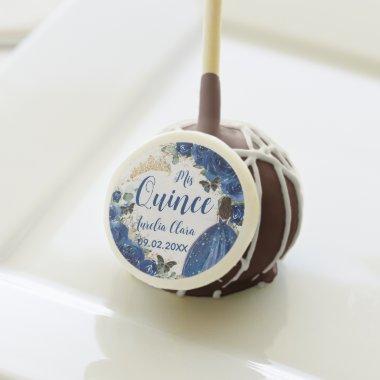 Royal Blue Floral Princess Gold Quinceañera Quince Cake Pops