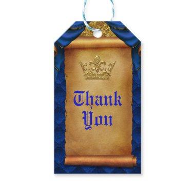 Royal Blue & Gold Drapes Scroll Wedding Favor Gift Tags
