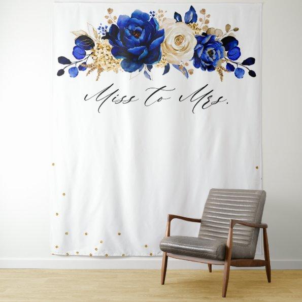 Royal Blue Gold Metallic  miss to mrs Tapestry
