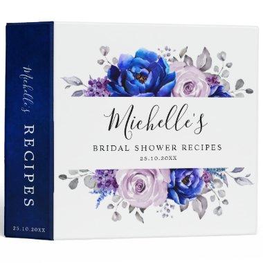 Royal Blue Lilac Purple Bridal Shower Recipe 3 Rin 3 Ring Binder