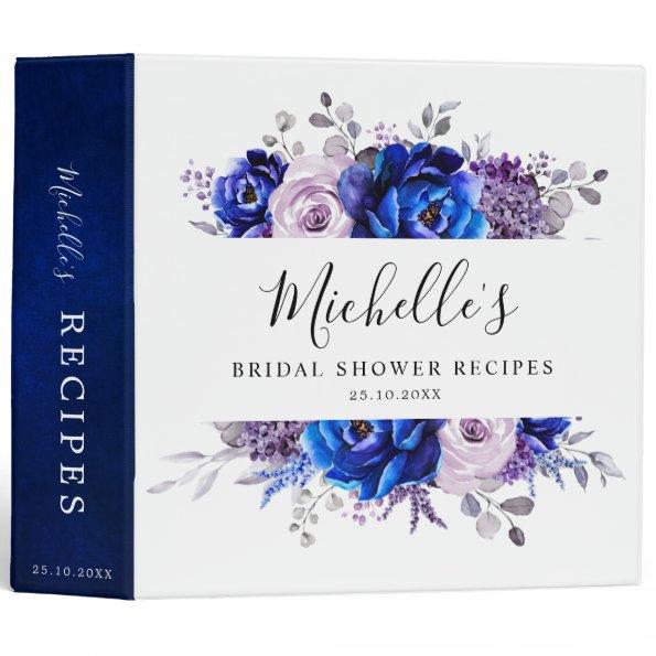 Royal Blue Lilac Purple  Recipe 3 Ring Binder