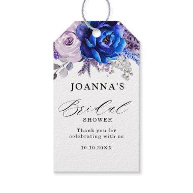 Royal Blue Lilac Purple Bridal Shower Thank you Gift Tags