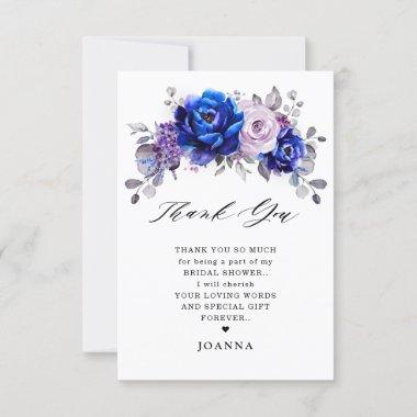 Royal Blue Lilac Purple Floral Bridal Shower Thank You Invitations