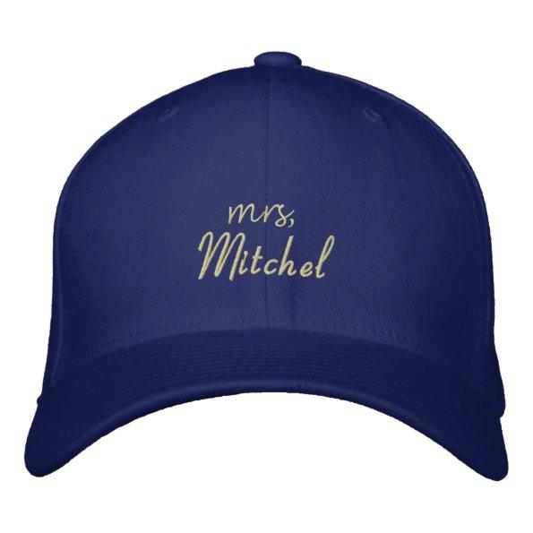 Royal Blue Mrs Bride Hat, Wifey Hat, Bride Gift Embroidered Baseball Cap