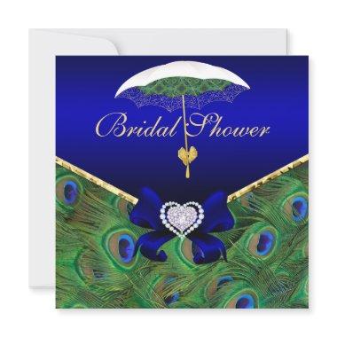 Royal Blue Peacock  Invite