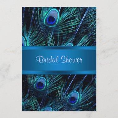 Royal Blue Purple Peacock Bridal Shower Invitations
