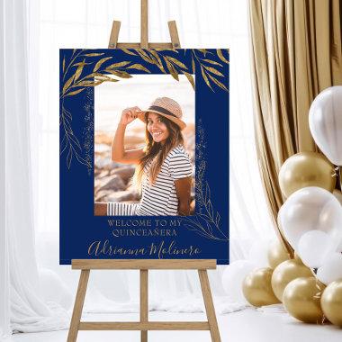 Royal Blue Quinceanera Photo Welcome Easel Foam Board